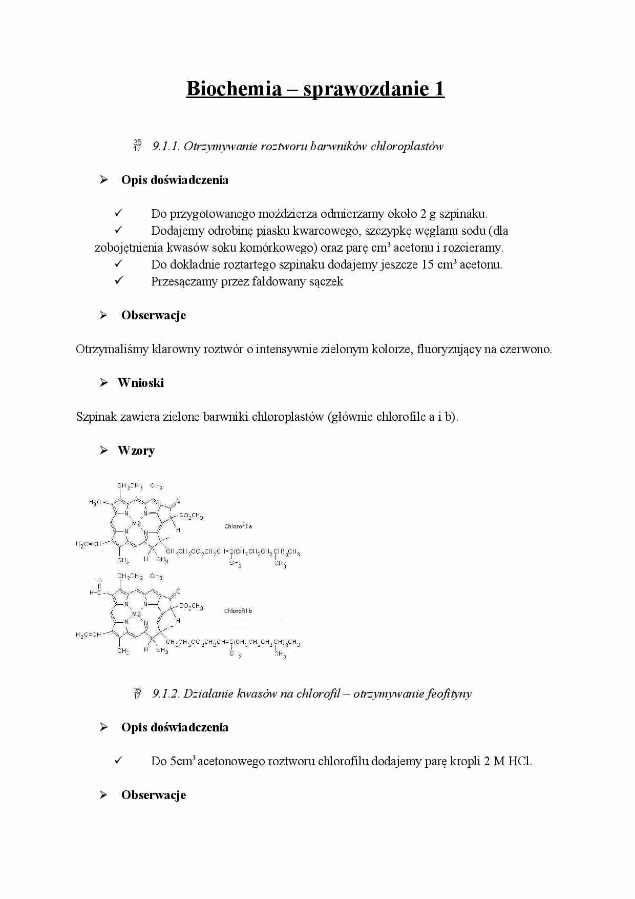 Otrzymywanie roztworu barwników chloroplastów - strona 1