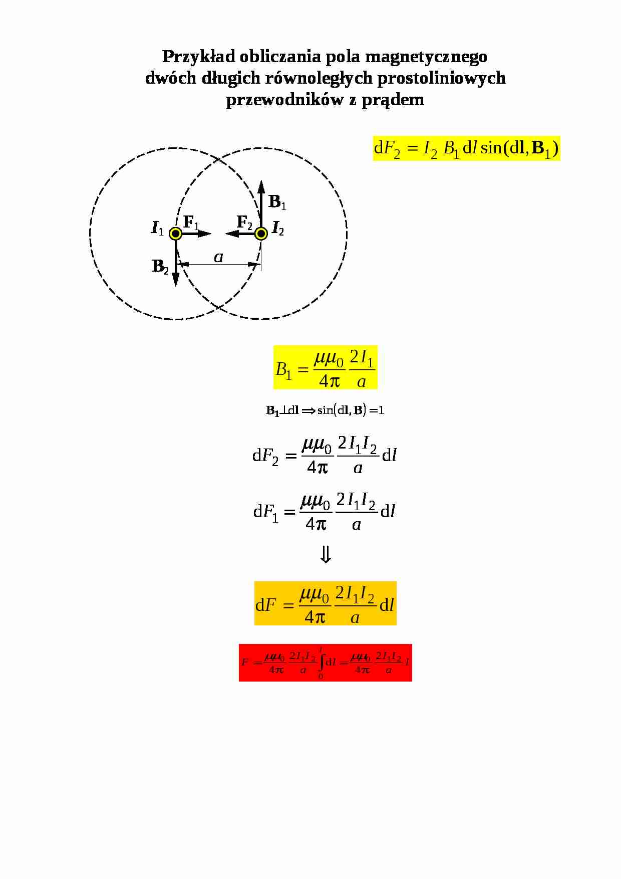 Przykład obliczania pola magnetycznego (2) - strona 1