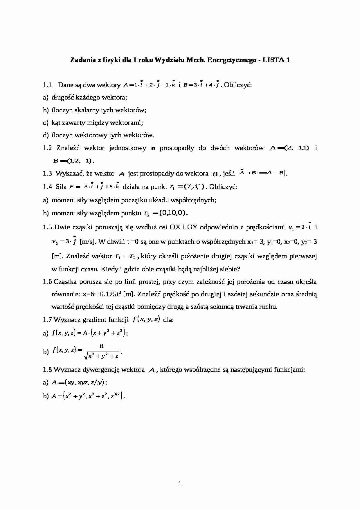 Fizyka - zadania 1 - Przyspieszenie - strona 1