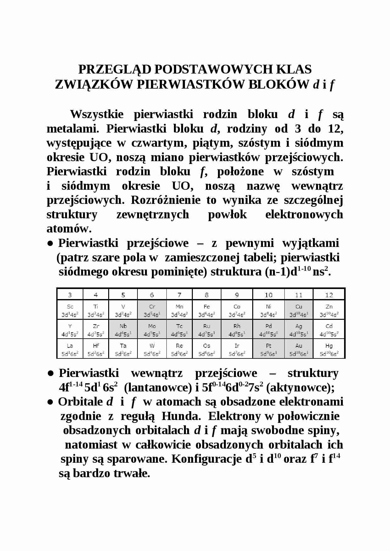 Przegląd podstawowych klas związków pierwiastków - strona 1