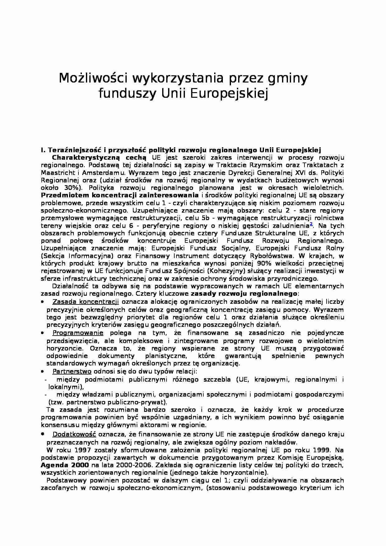 Fundusze dla gminy z Unii Europejskiej - strona 1