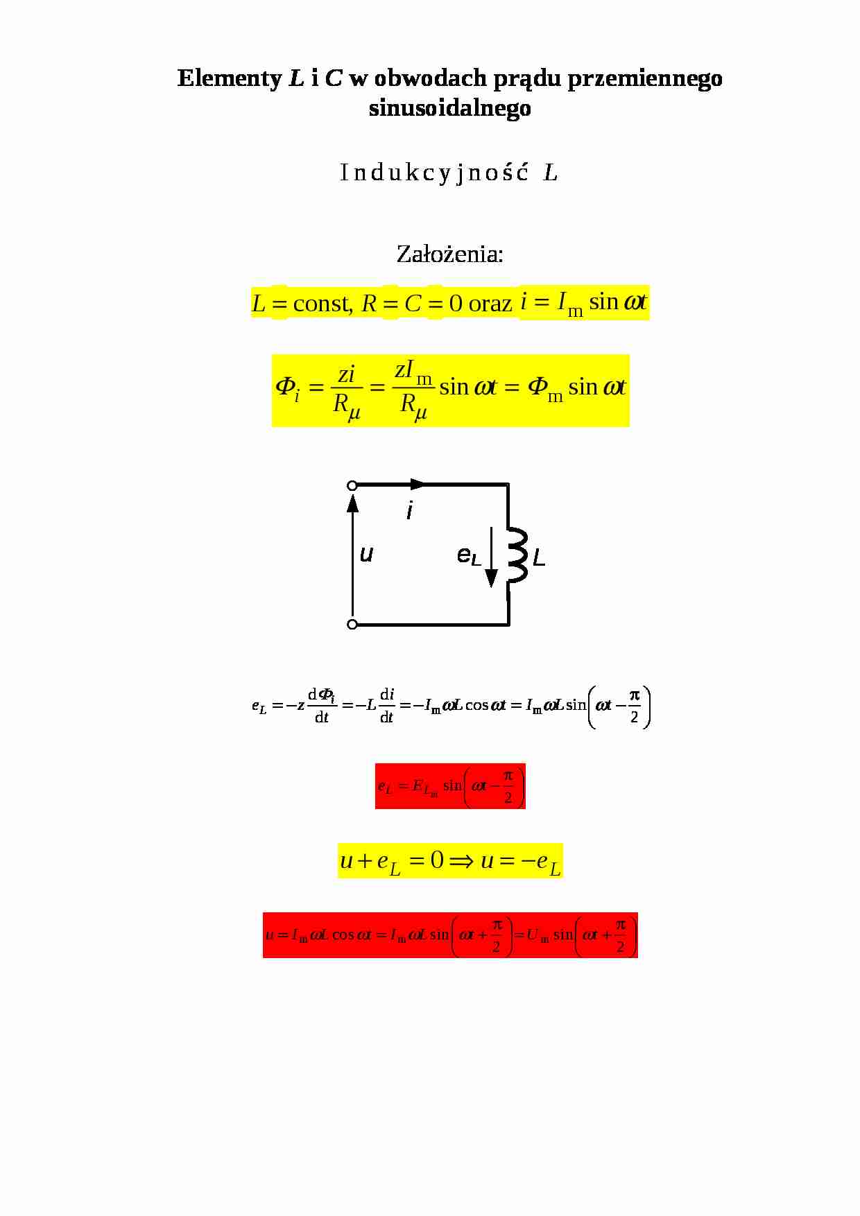 L i C w obwodach prądu przemiennego sinusoidalnego - strona 1