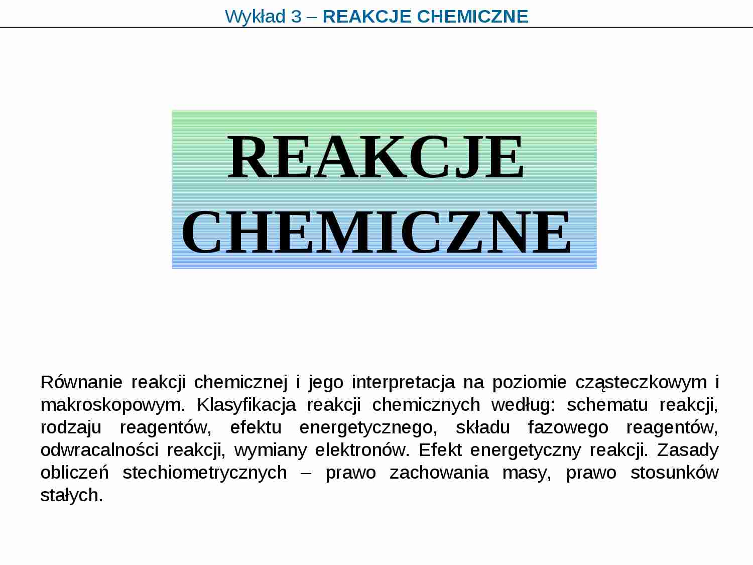 Chemia - reakcje chemiczne - strona 1