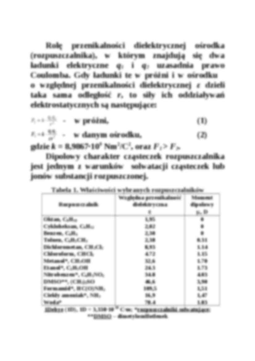 Równowagi w roztworach elektrolitów - Rozpuszczalniki polarne - strona 2