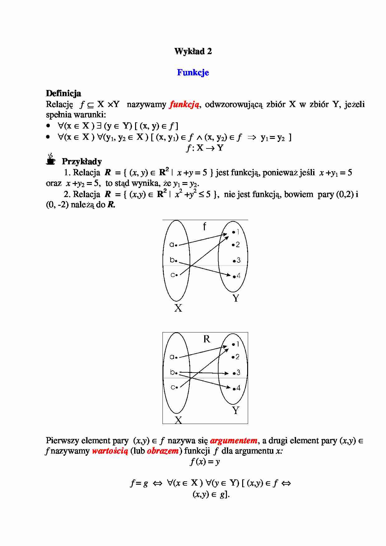 Algebra, funkcje - wykład 2 - strona 1