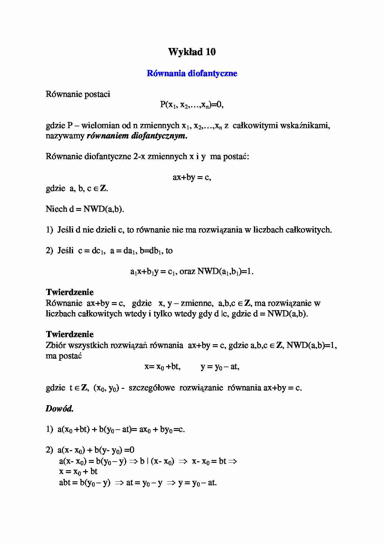 Algebra - Równania diofantyczne - strona 1