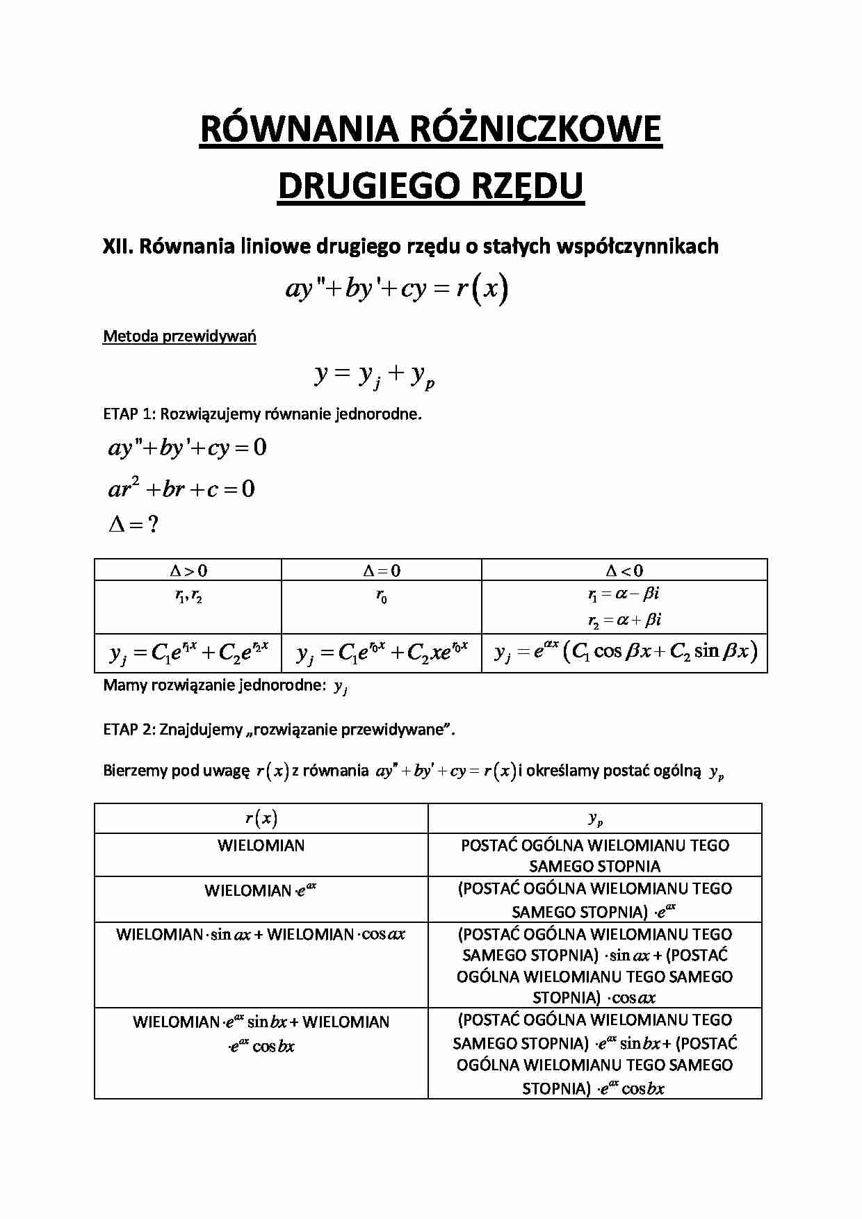 Równania różniczkowe II rzędu - strona 1