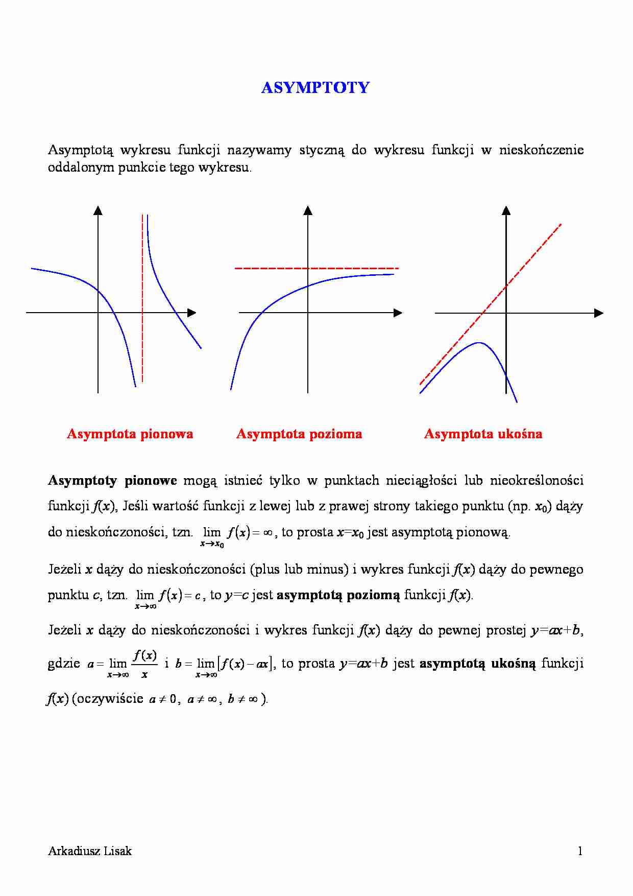 Analiza matematyczna - asymptoty - strona 1