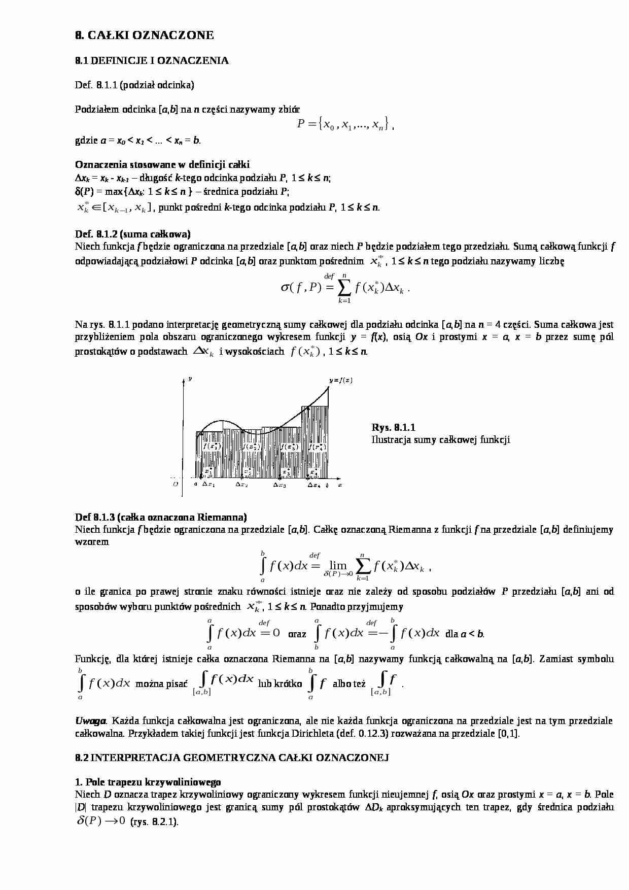 Analiza matematyczna - całki oznaczone - strona 1