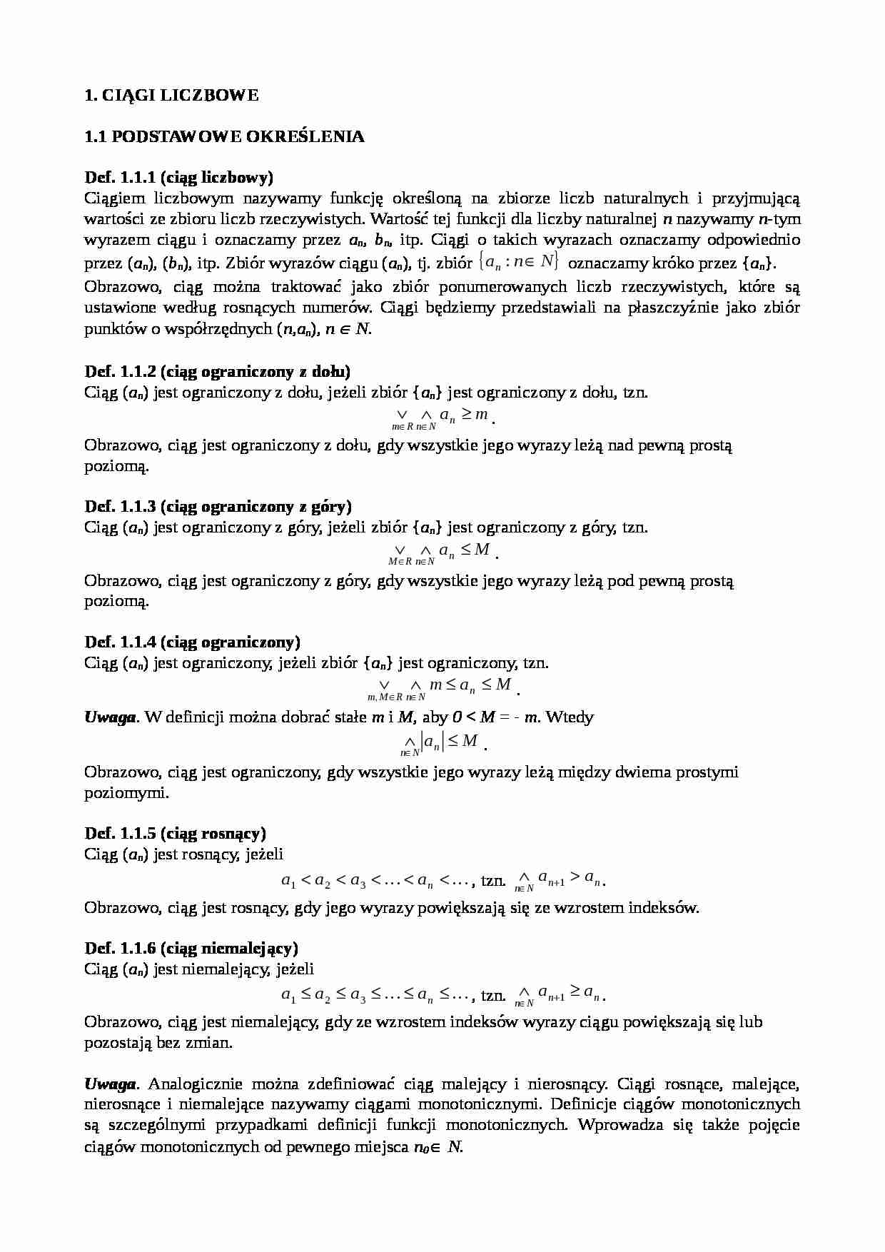 Analiza matematyczna - ciągi liczbowe - strona 1