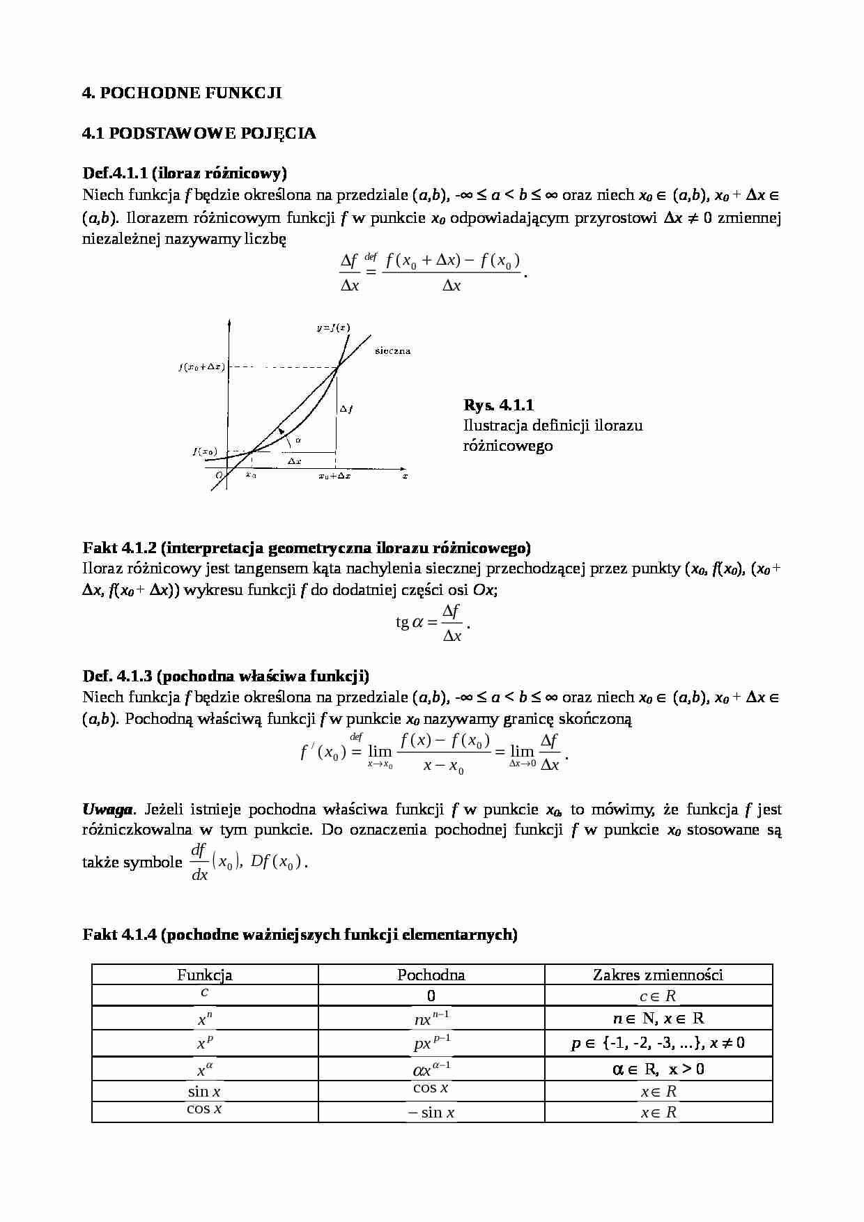 Analiza matematyczna - pochodne funkcji - strona 1