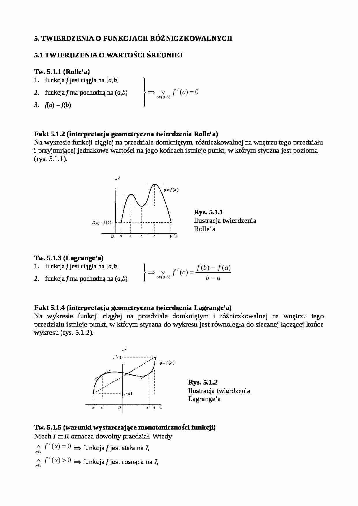 Twierdzenia o funkcjach różniczkowalnych - strona 1