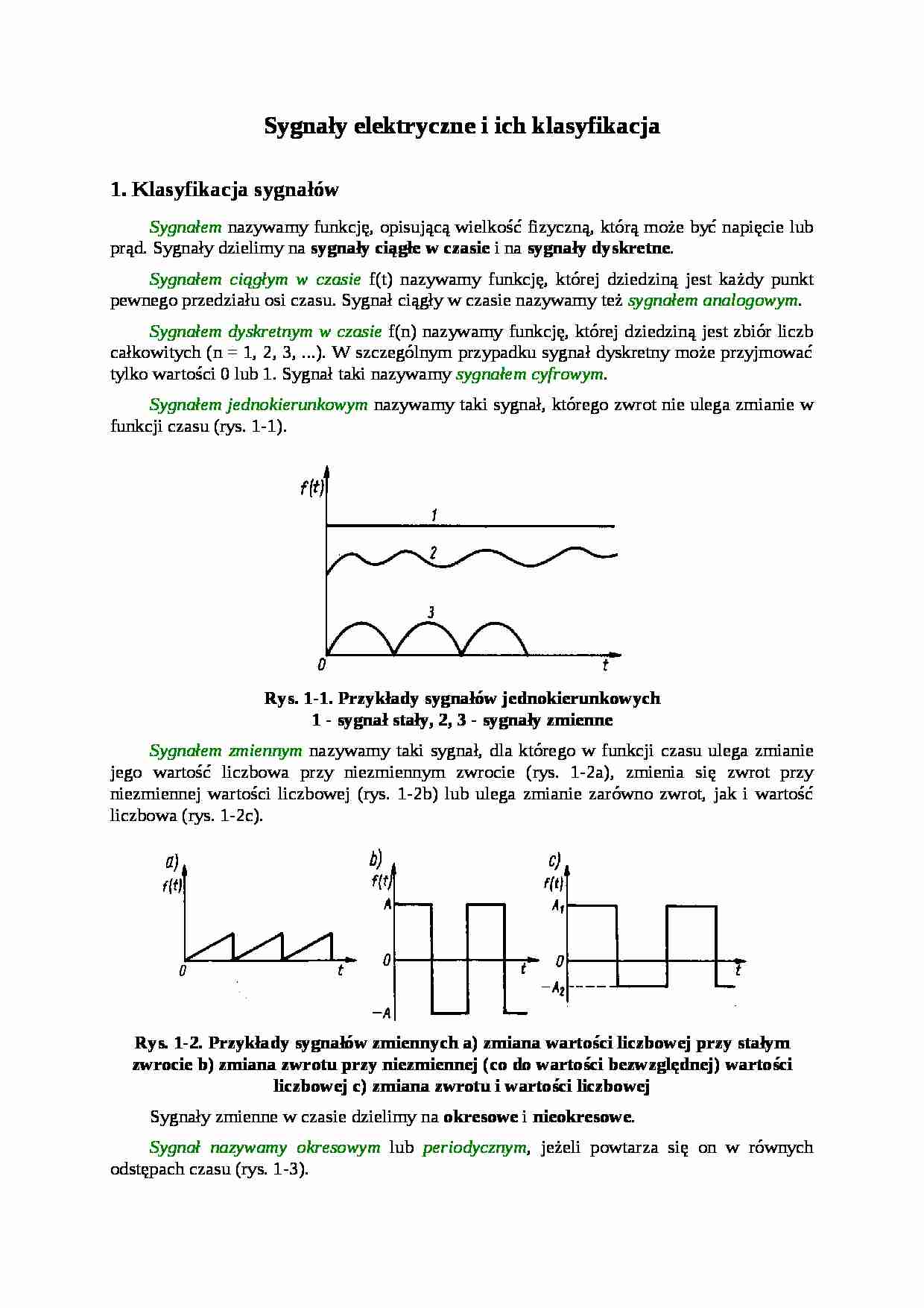 Sygnały elektryczne i ich klasyfikacja - strona 1