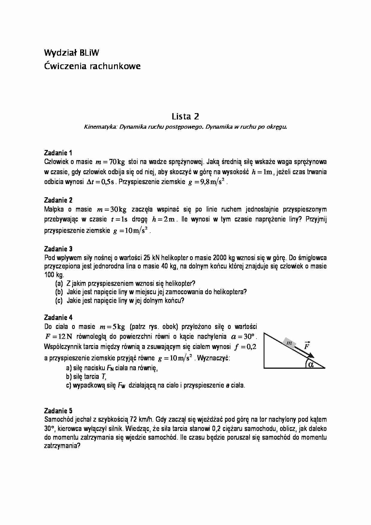 Kinematyka - zadania 2 - strona 1