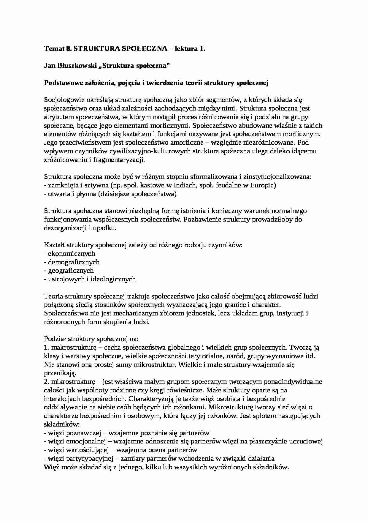 Struktura społeczna Jan Błuszkowski - strona 1
