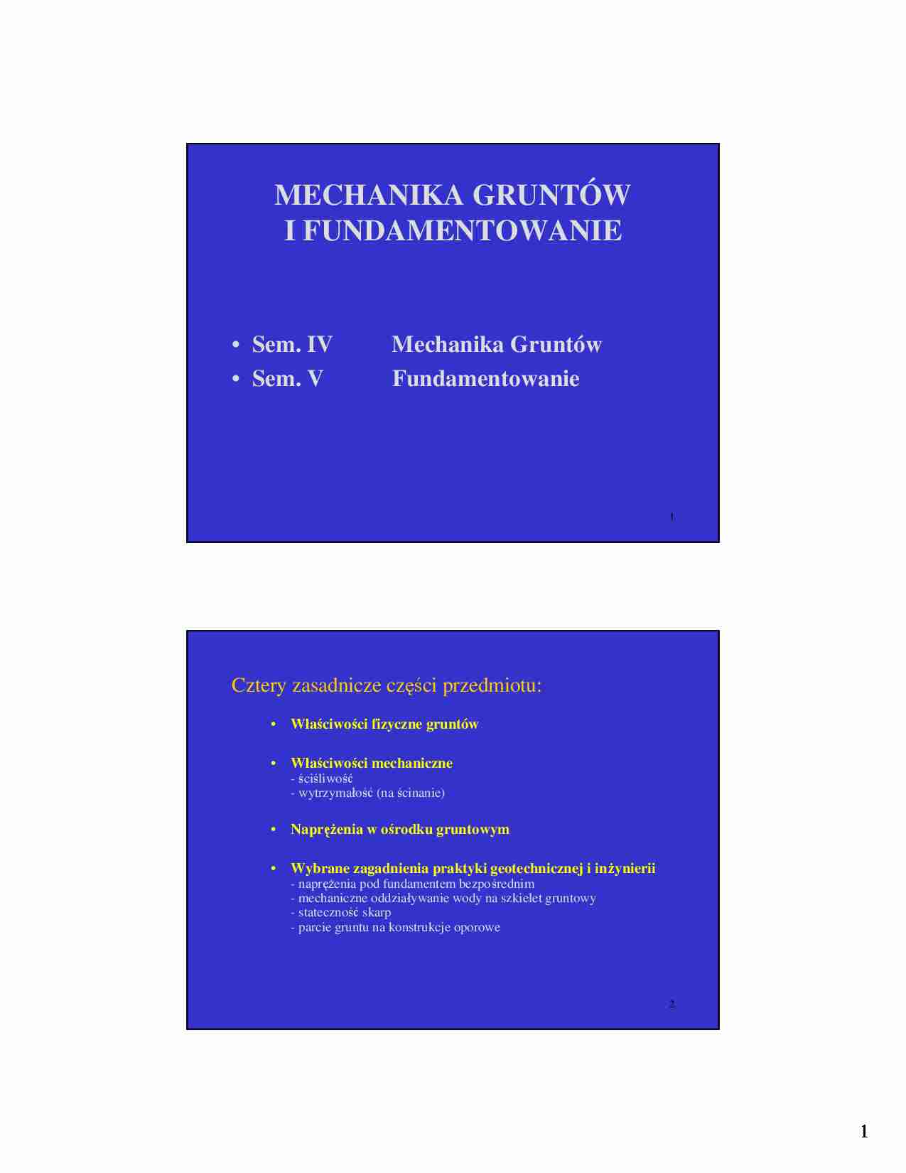 Mechanika gruntów - Wykład 1 - strona 1