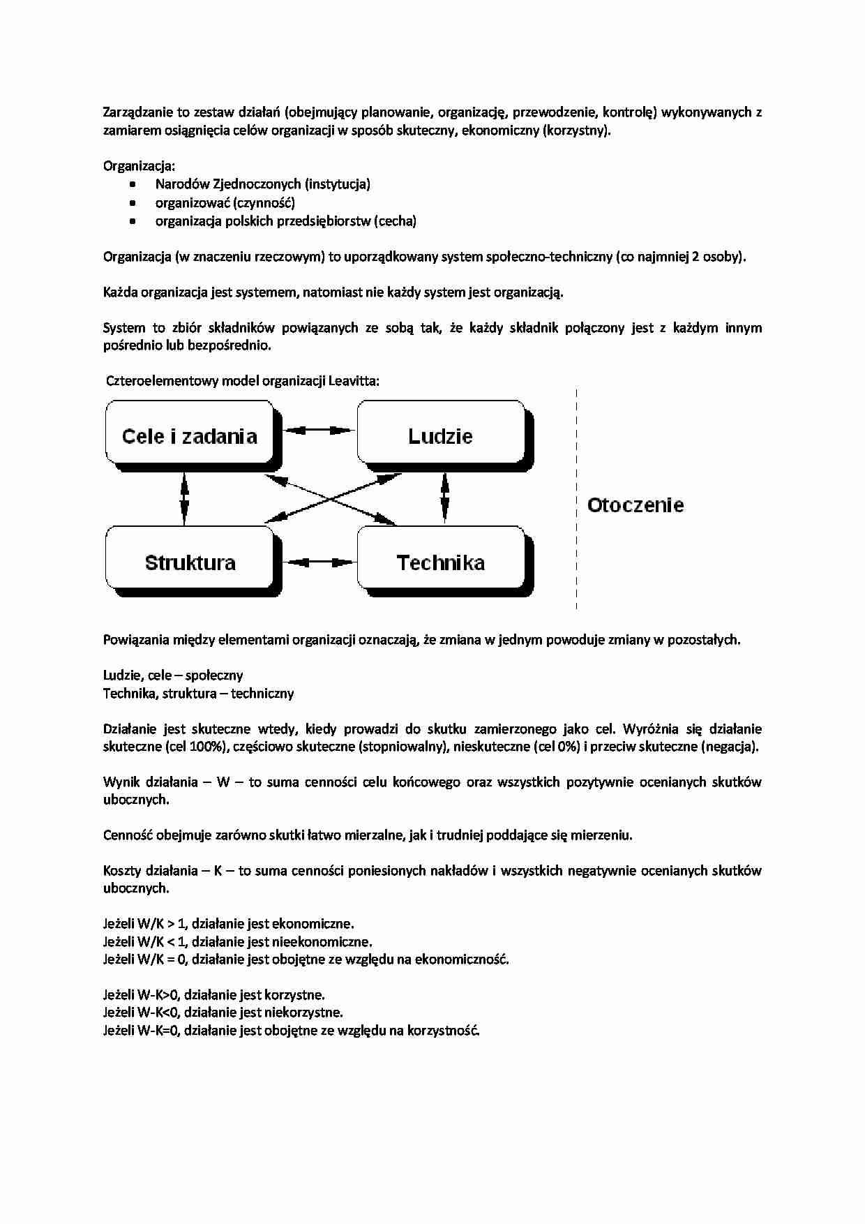 Zarządzanie - wykład 1 - strona 1