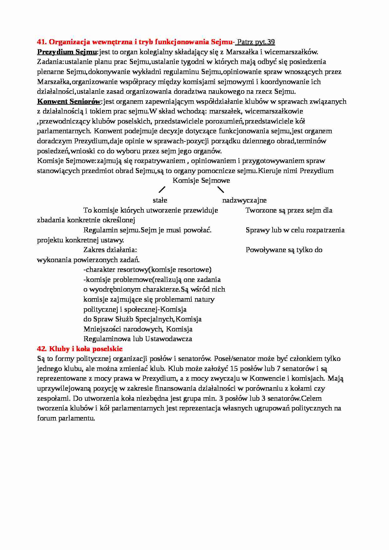 Organizacja i funkcjonowanie Sejmu - strona 1