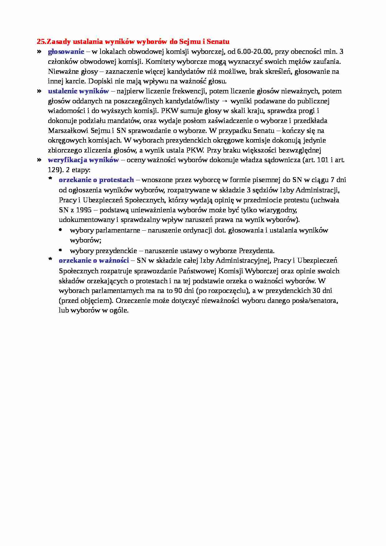 Zasady ustalania wyników wyborów do Sejmu i Senatu - strona 1
