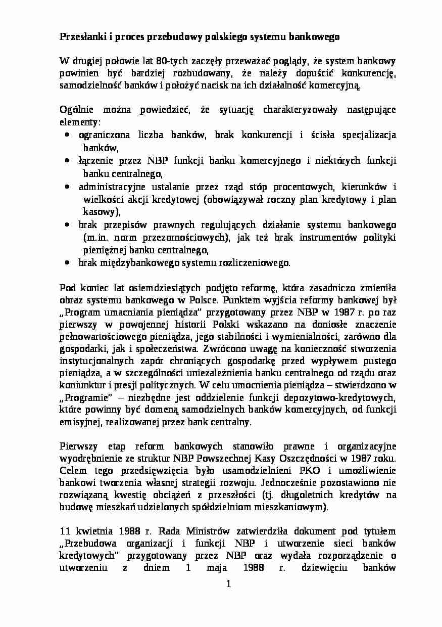 Przebudowa polskiego systemu bankowego - strona 1