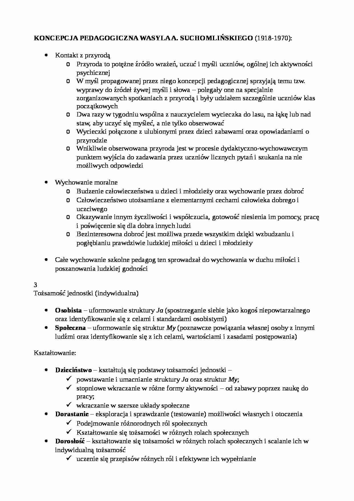 Koncepcja pedagogiczna Suchomlińskiego - strona 1