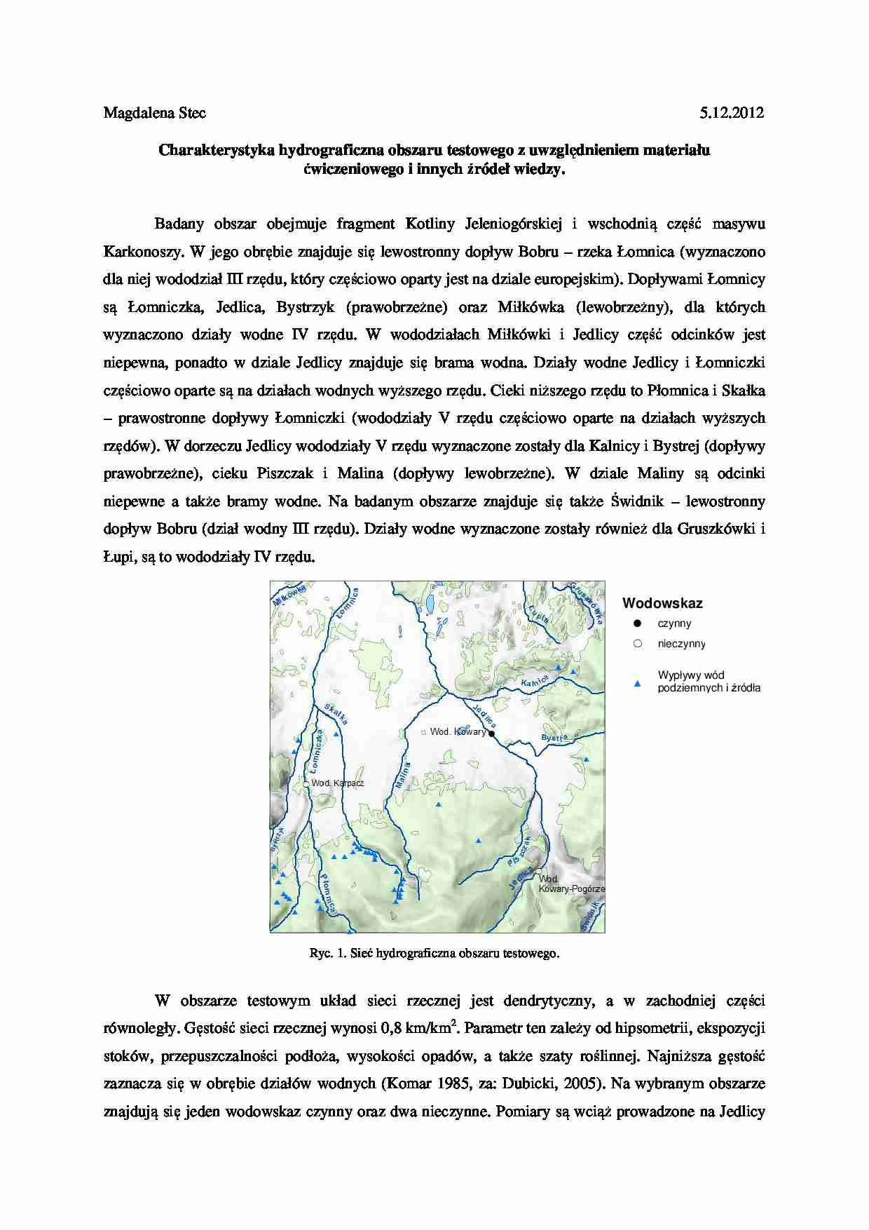 Charakterystyka hydrograficzna obszaru - strona 1