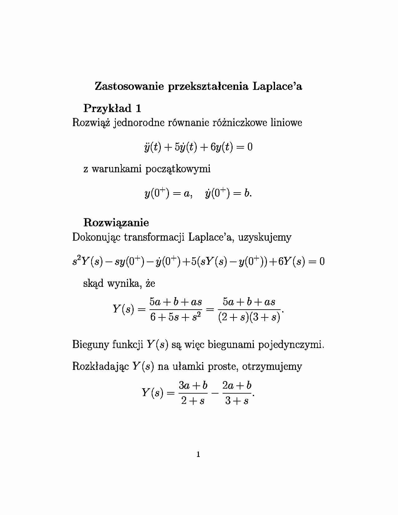 Zastosowanie przekształcenia Laplace'a - strona 1