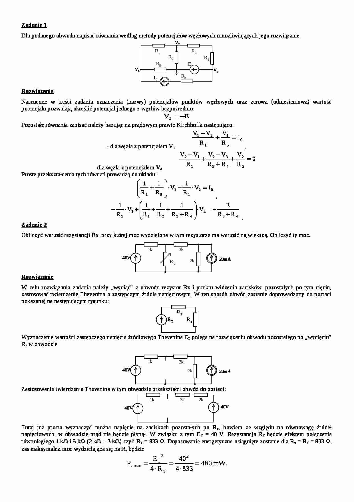 Rozwiązania zadań z elektrotechniki - strona 1