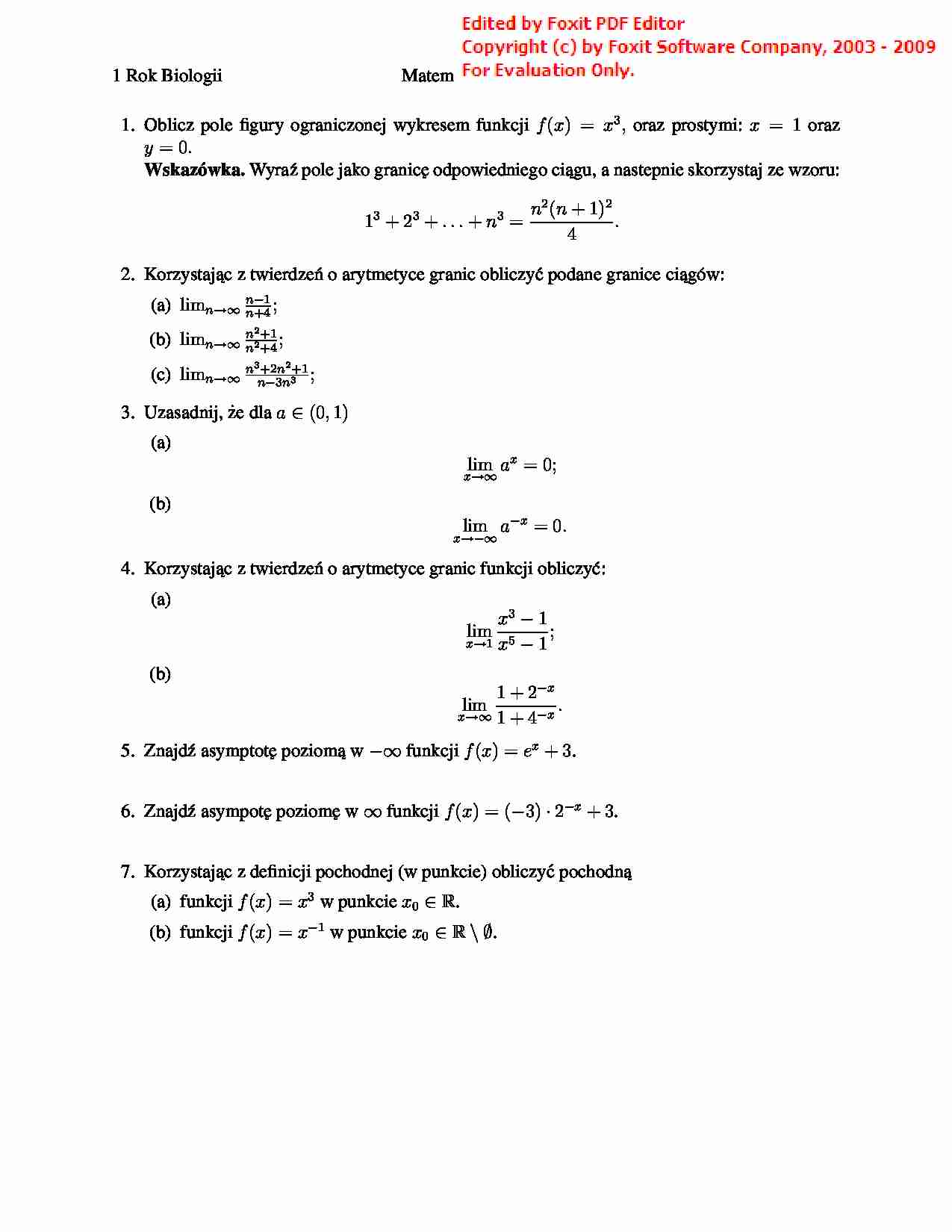 Matematyka - Lista zadań 3 - strona 1