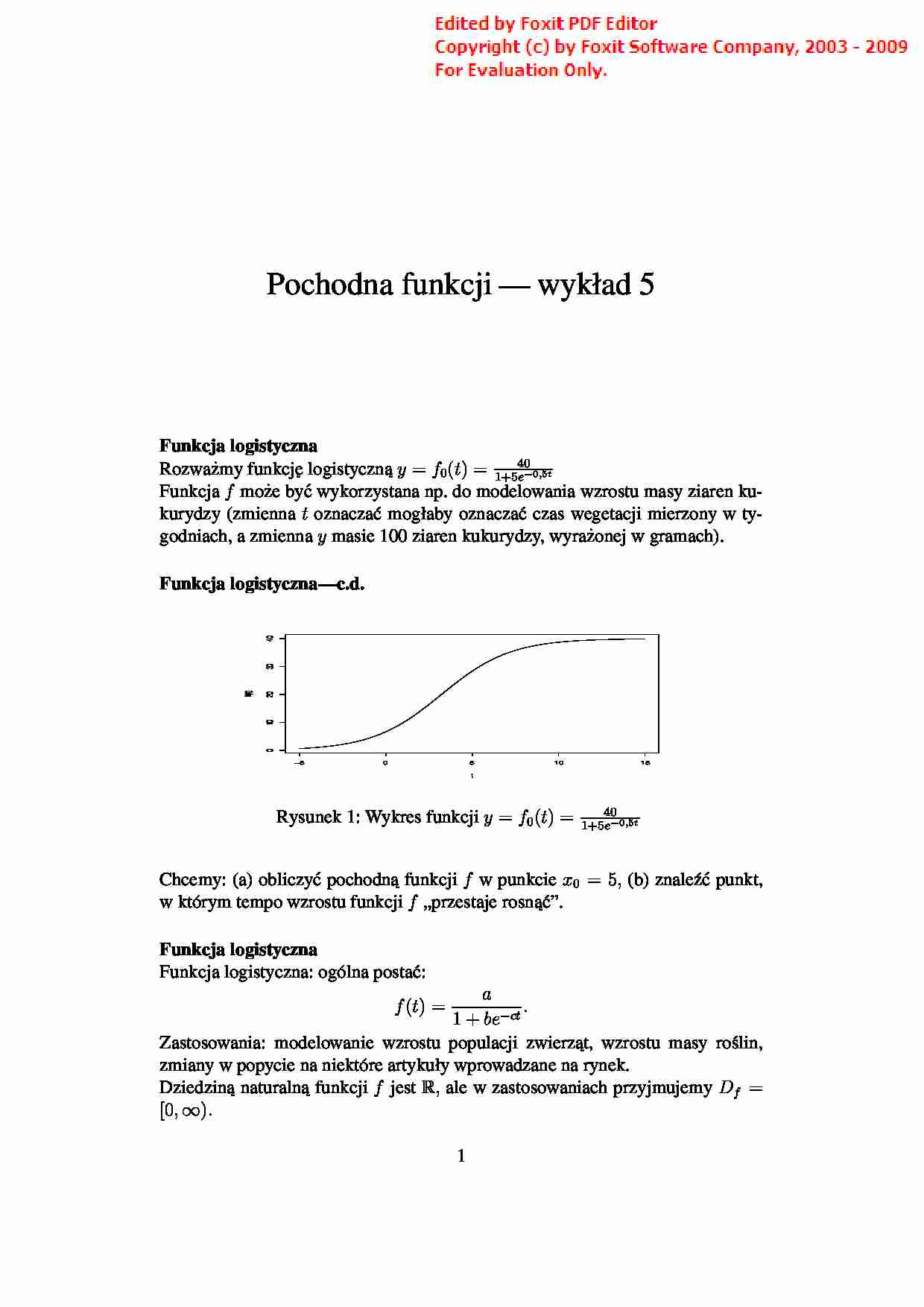 Matematyka - wykład 5: pochodna funkcji - strona 1