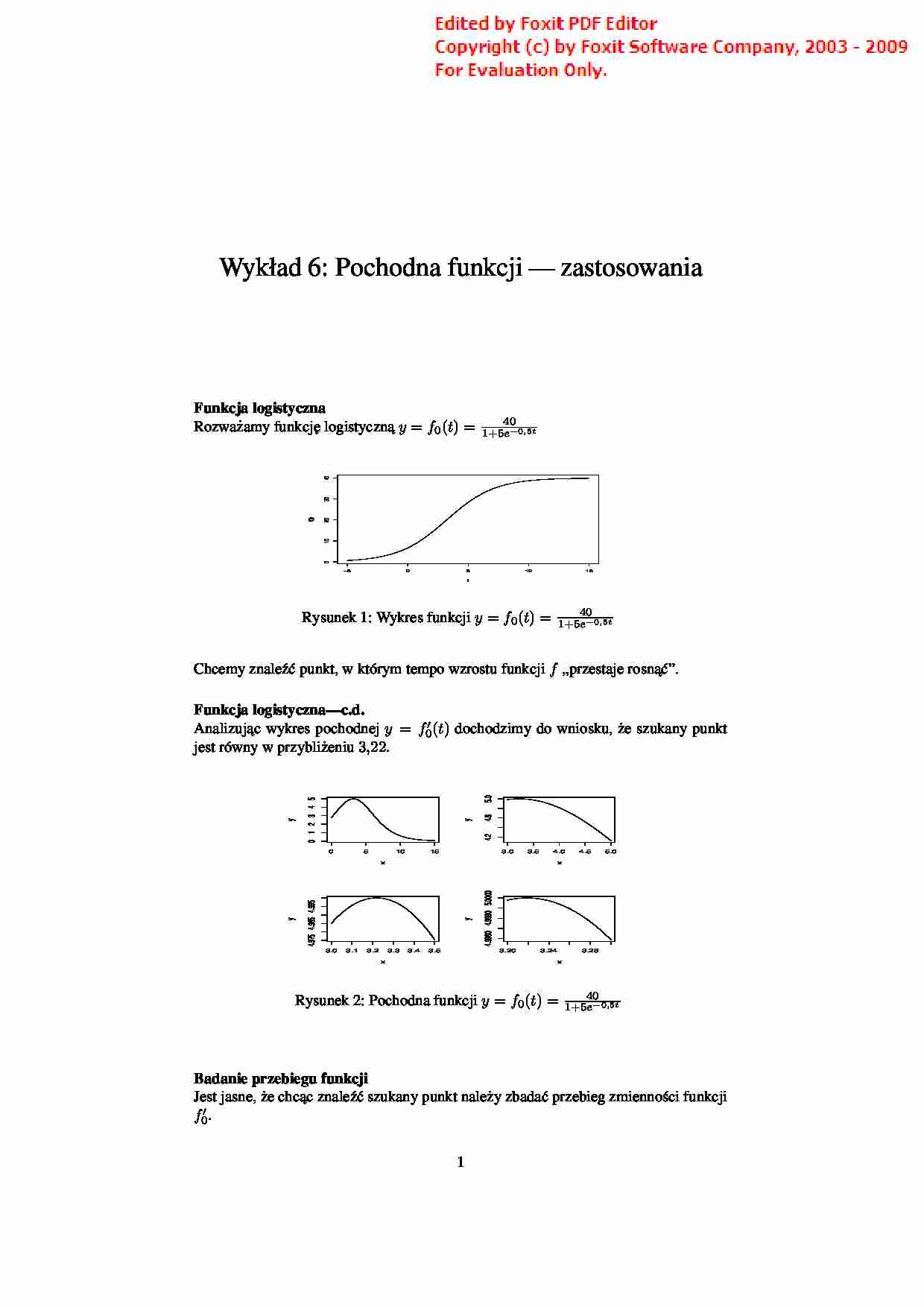 Matematyka - wykład 6: pochodna funkcji - zastosowania - strona 1