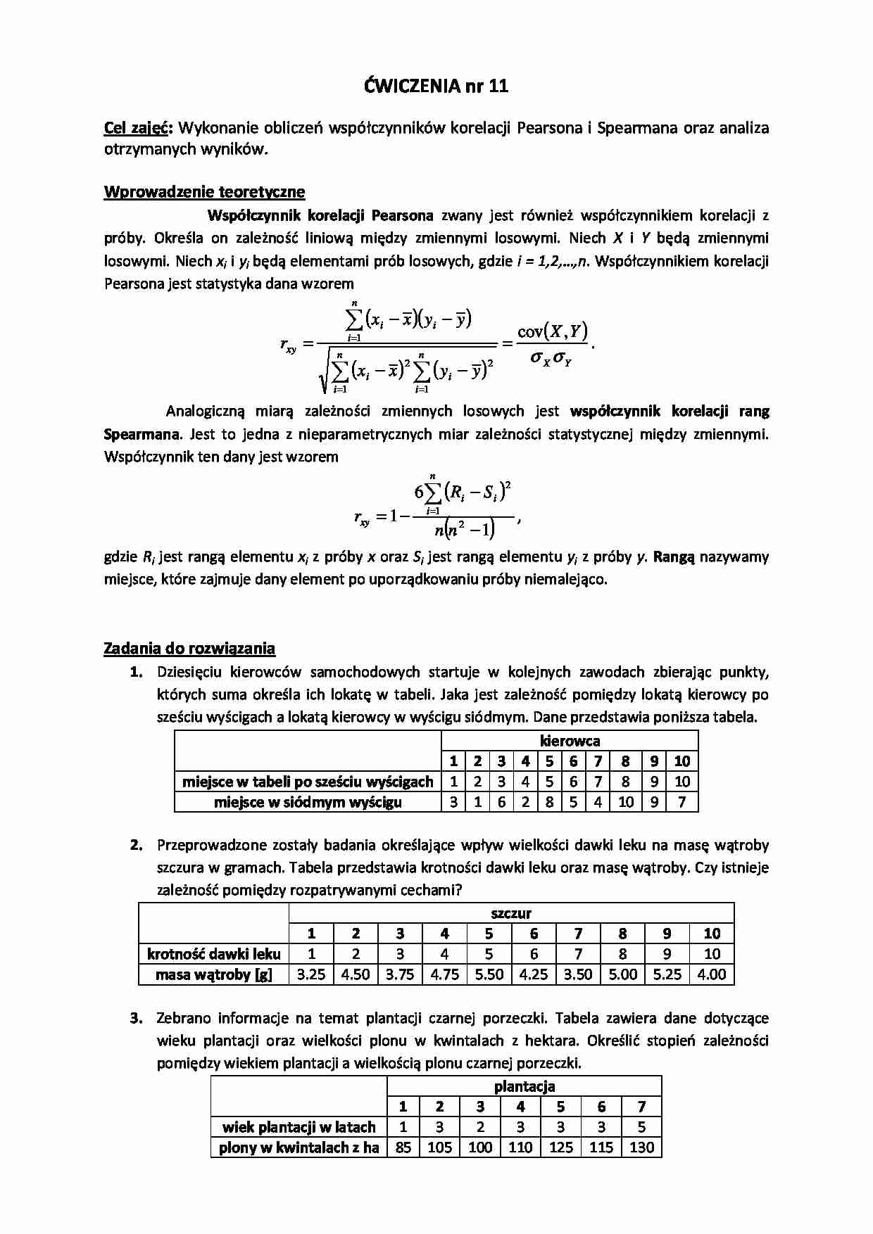 Wprowadzenie do statystyki - ćwiczenie 11 - strona 1