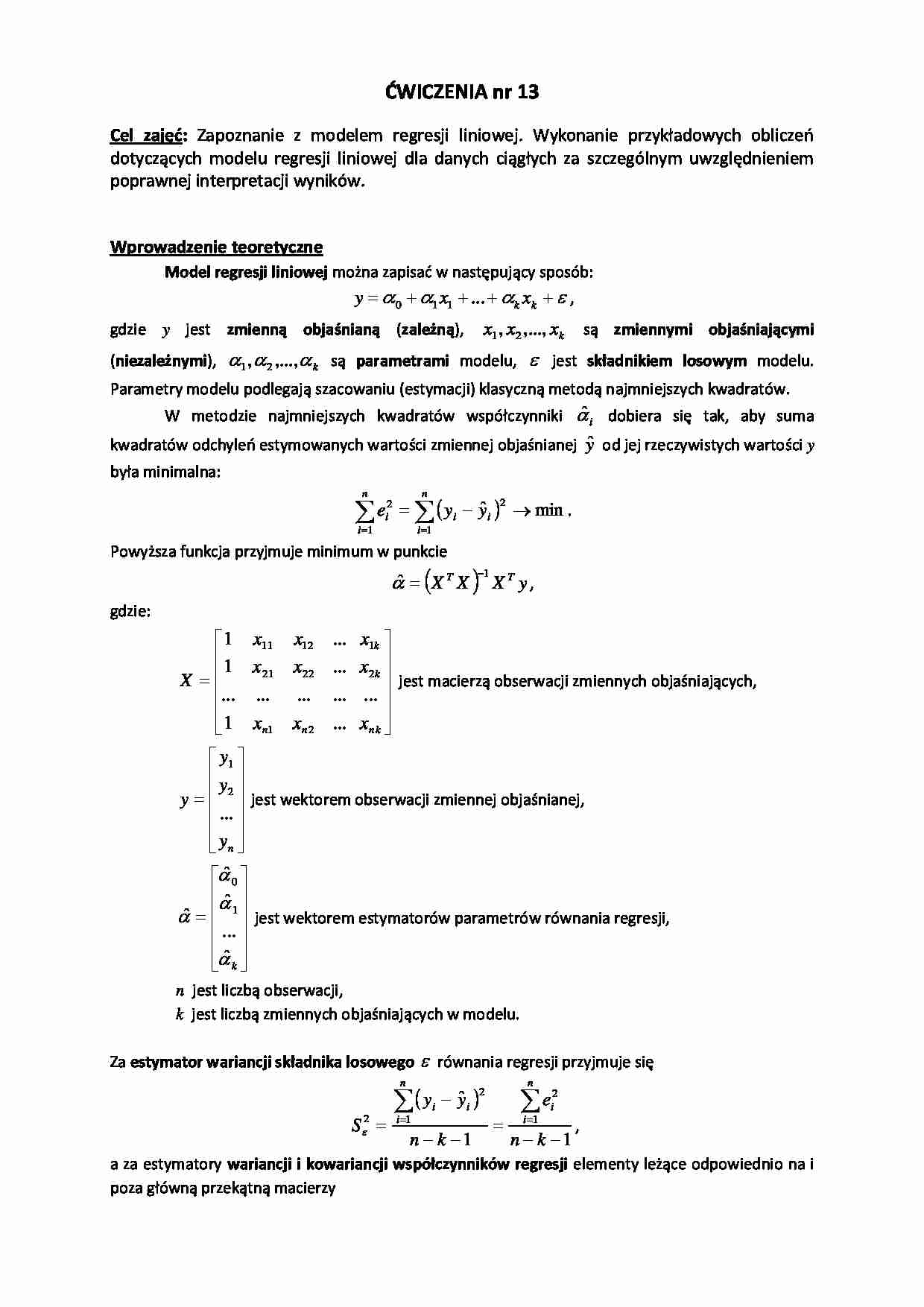 Wprowadzenie do statystyki - ćwiczenie 13 - strona 1