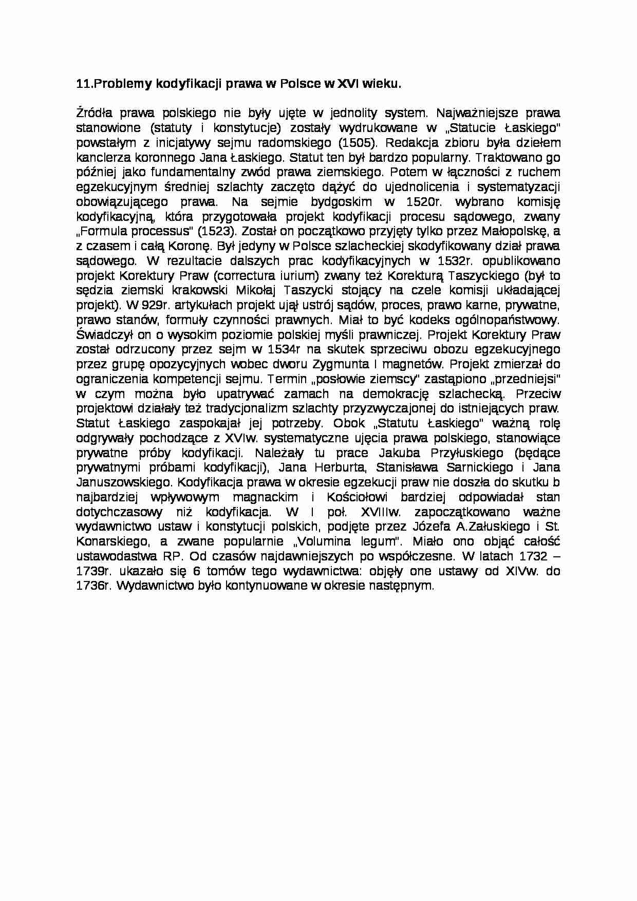 Problemy kodyfikacji prawa w Polsce w XVI wieku. - strona 1