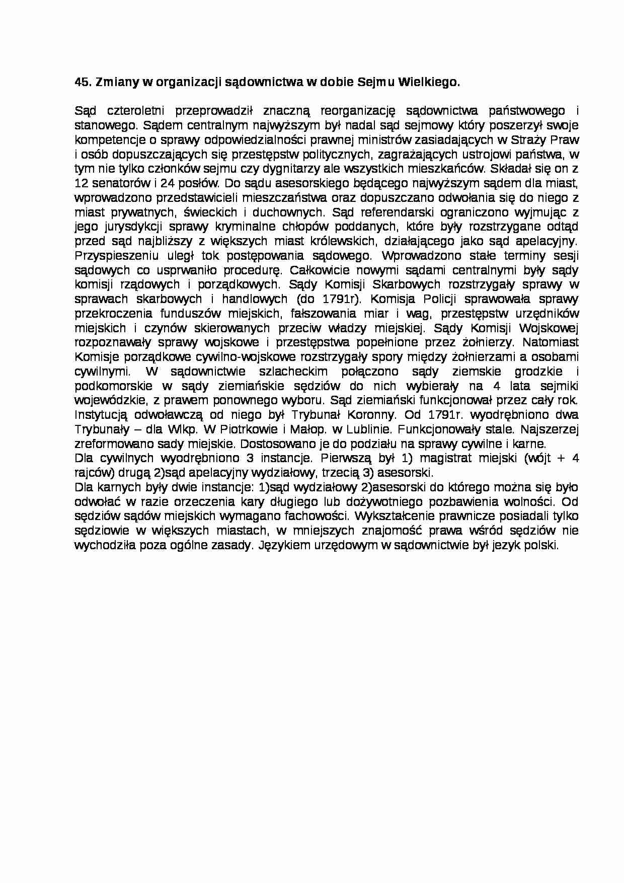 Zmiany w organizacji sądownictwa, Sejm Wielki - strona 1