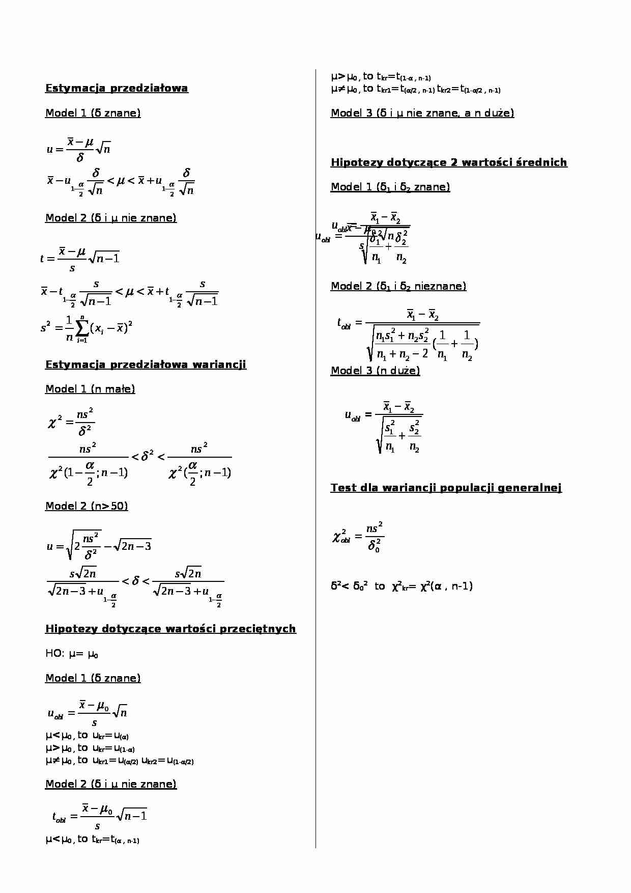Statystyka matematyczna - estymacja - strona 1