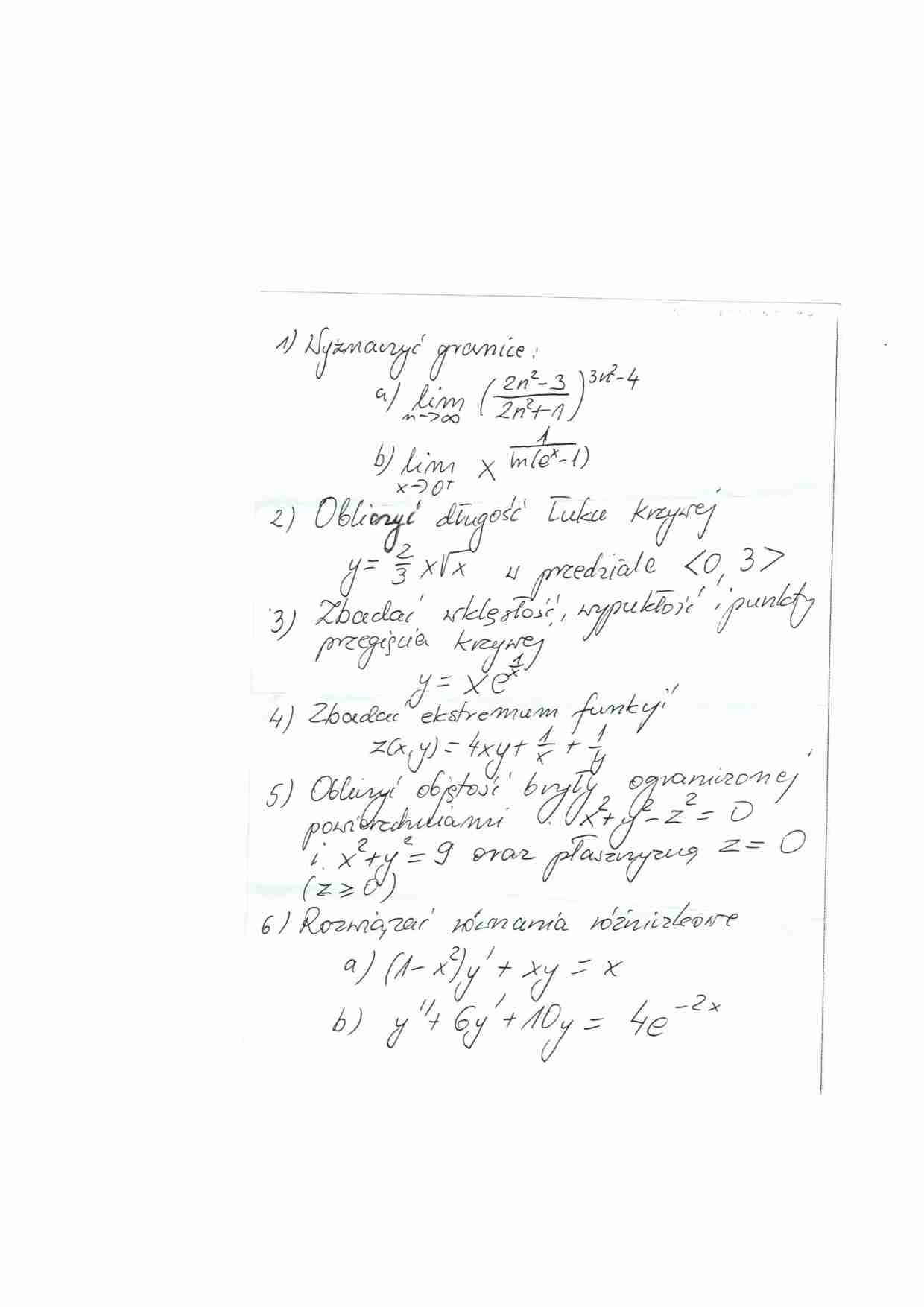 Analiza matematyczna - egzamin - granice - strona 1