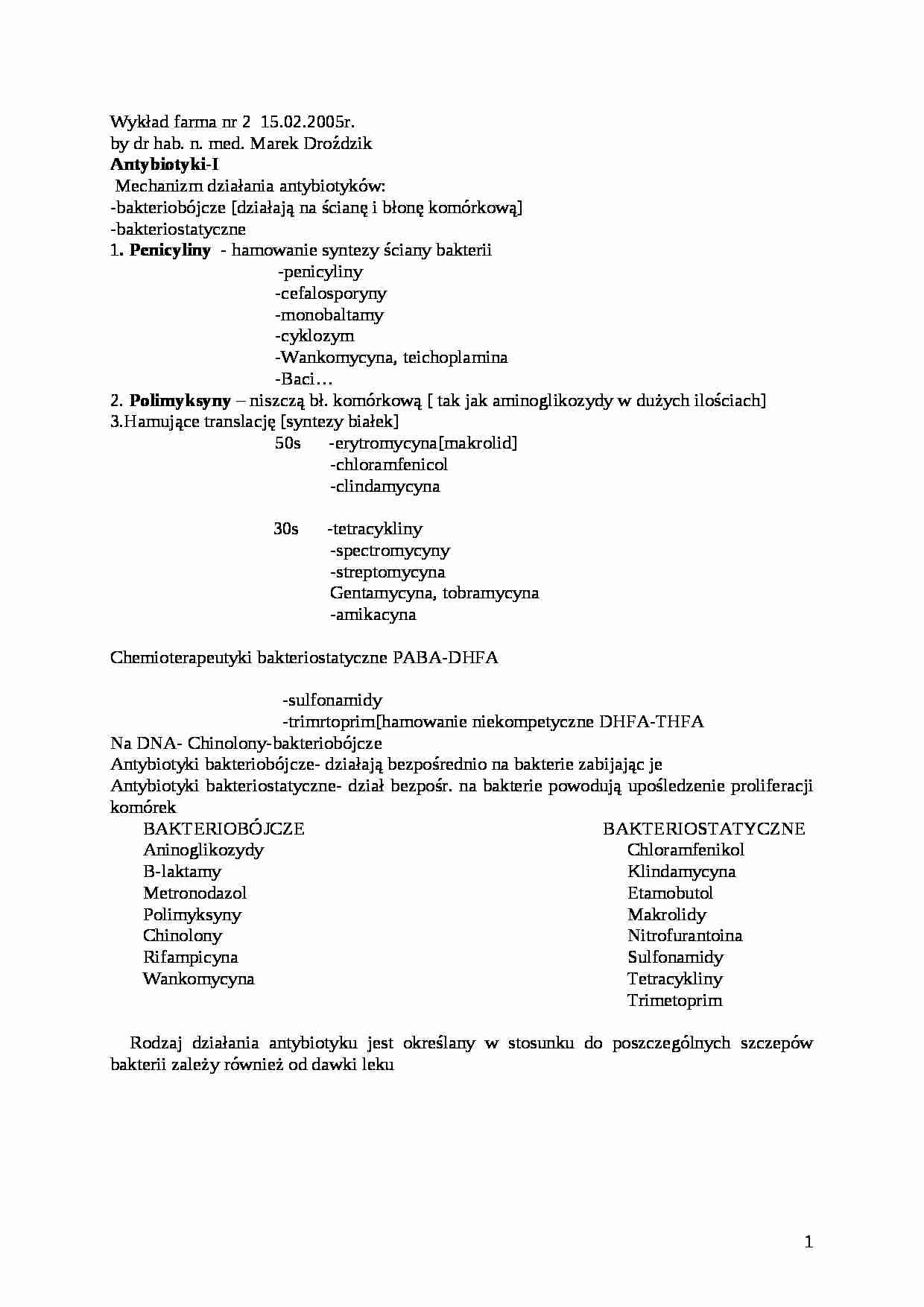 Antybiotyki - Penicyliny - strona 1