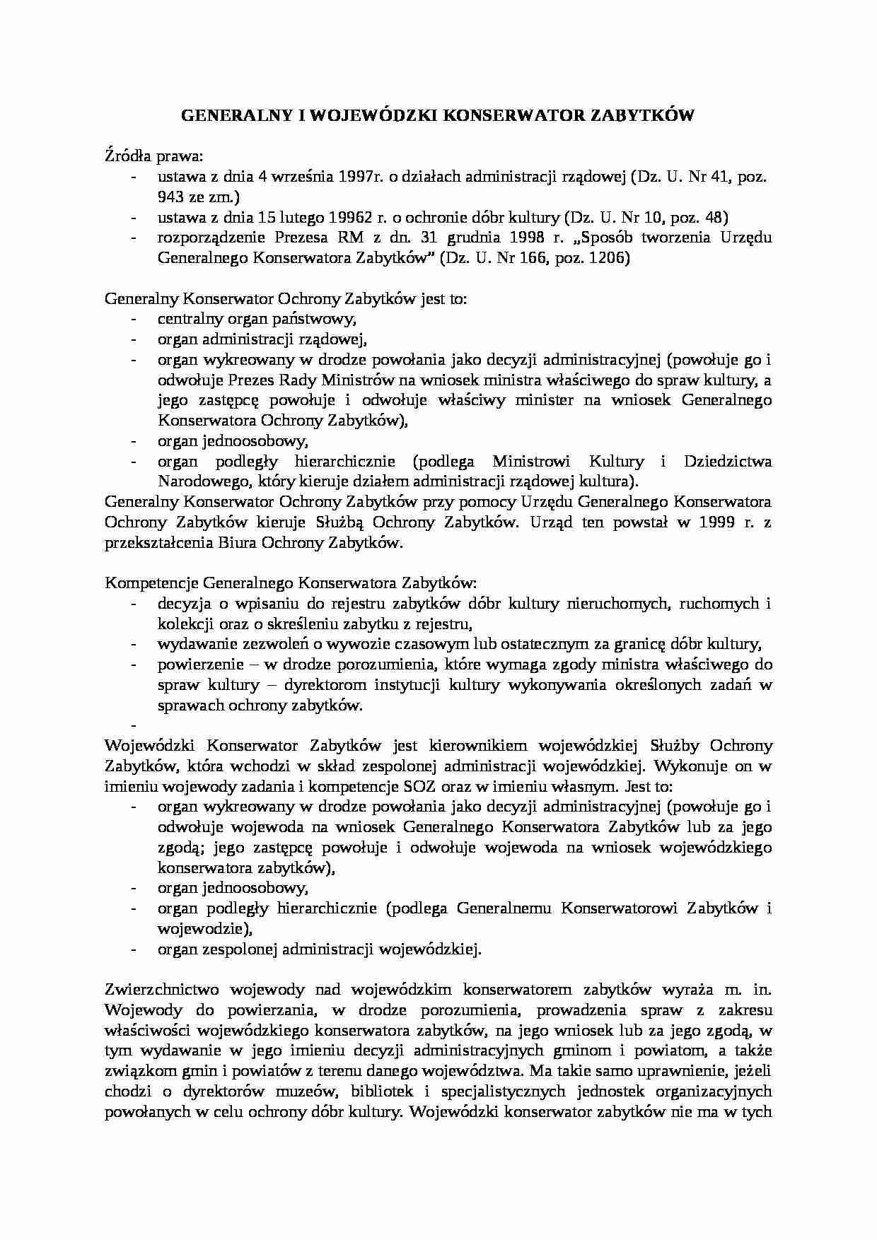 Generalny i wojewódzki konserwator Zabytków - strona 1