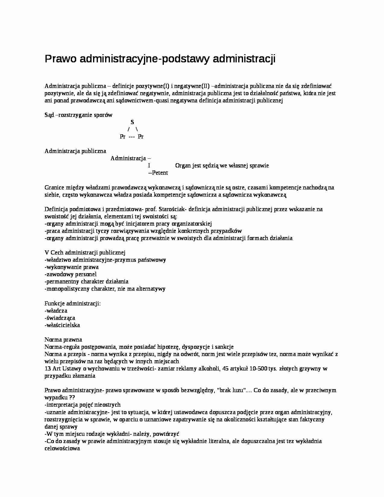 Prawo administracyjne-podstawy administracji - strona 1