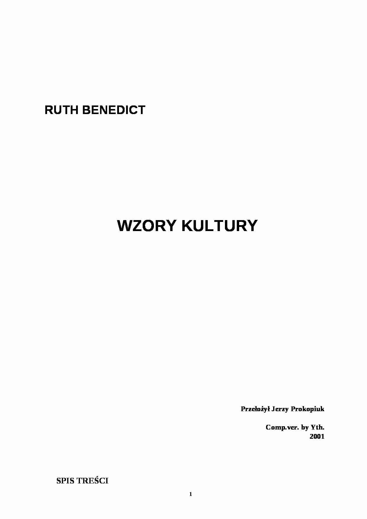 Ruth Benedict - Wzory kultury - strona 1