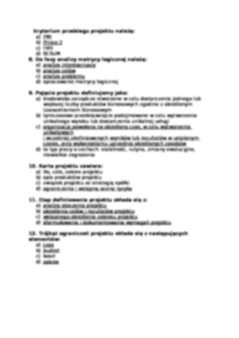 Zarządzania projektami - test na egzamin 1 - strona 2