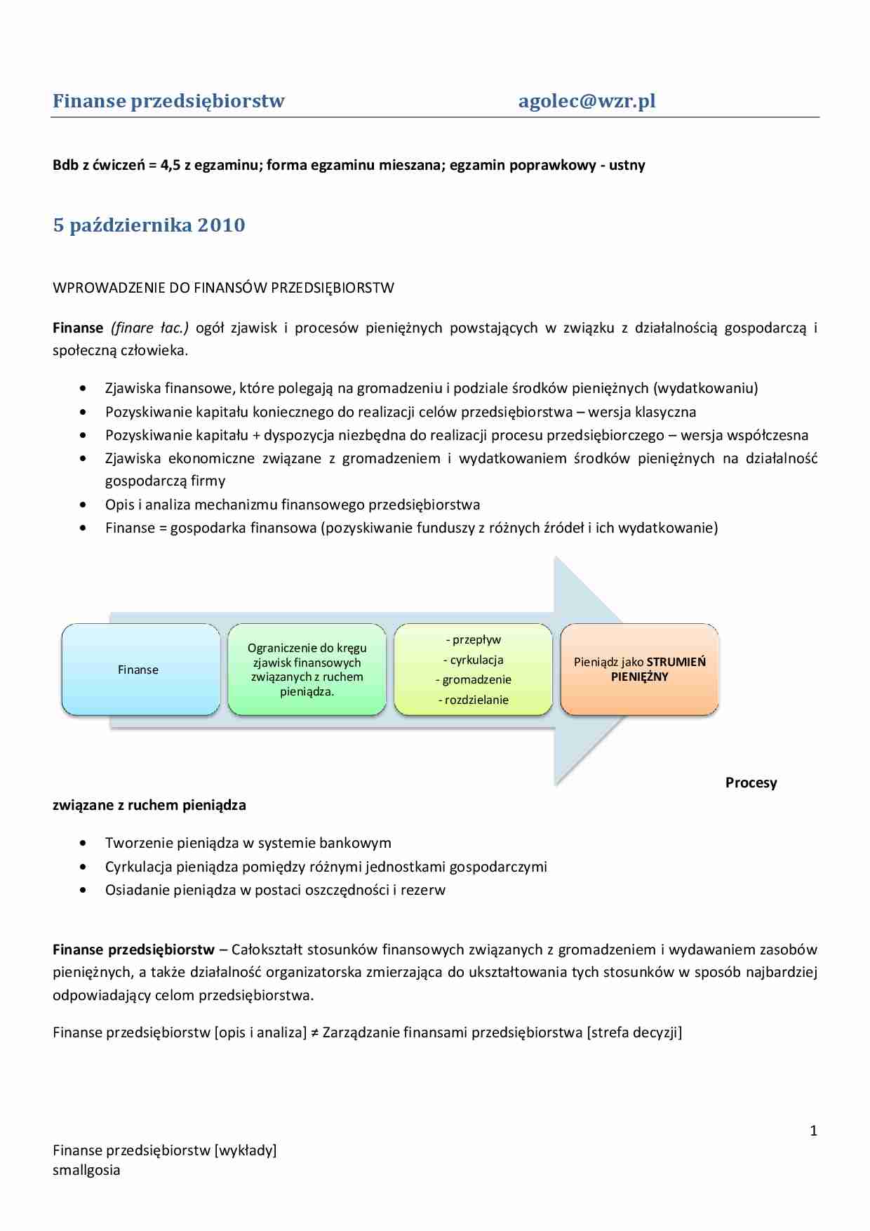 Cele zarządzania finansami  - strona 1