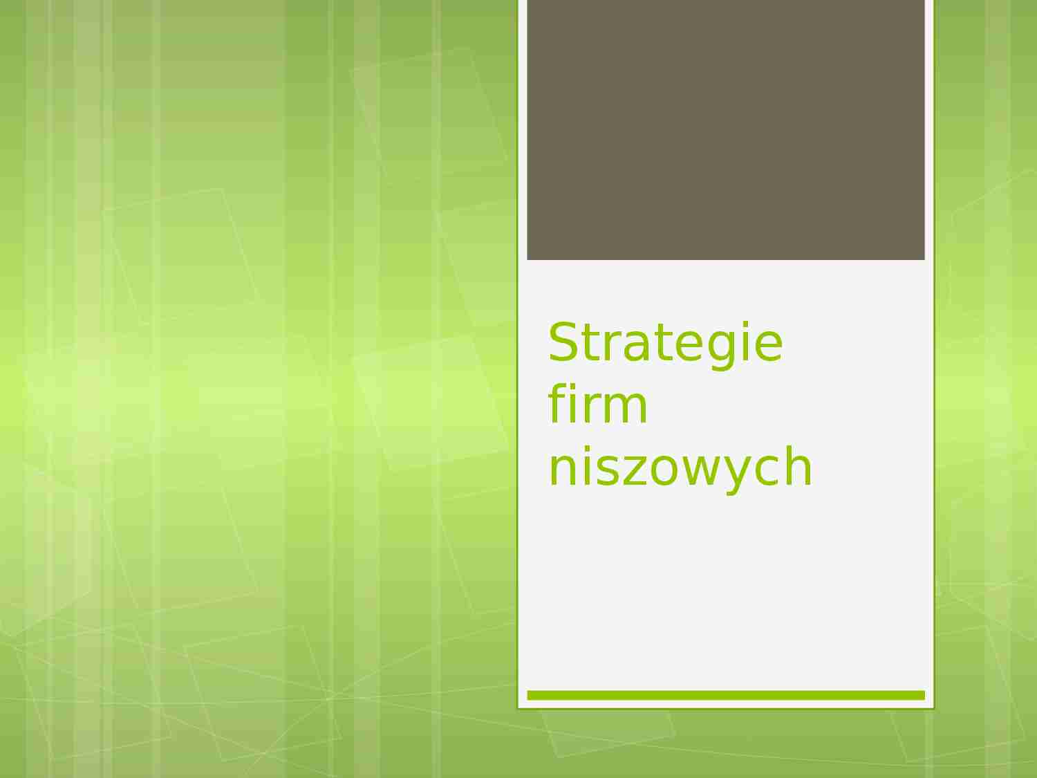 Strategie firm niszowych - strona 1