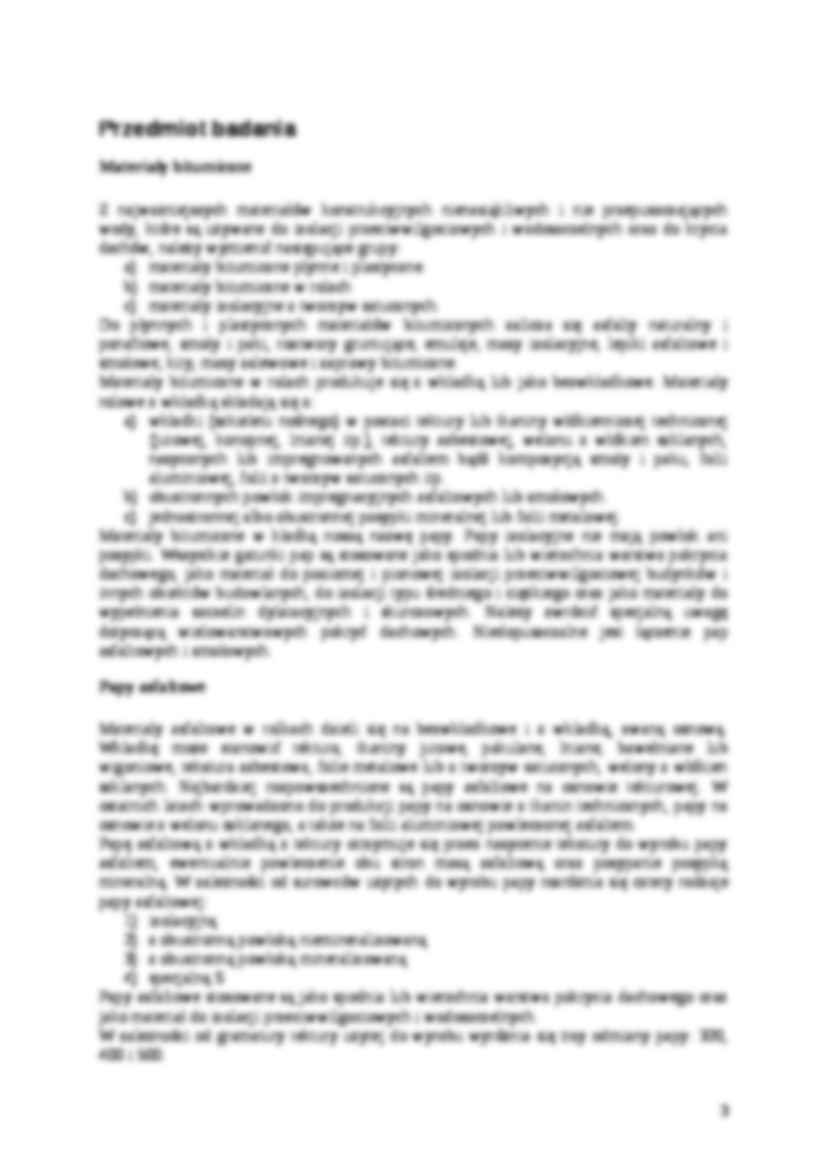 Lepiszcze bitumiczne i wyroby hydroizolacyjne - sprawozdanie - strona 3