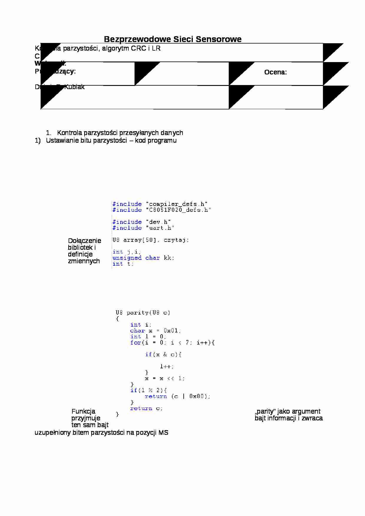 Kontrola parzystości, algorytm CRC i LRC 3 - strona 1
