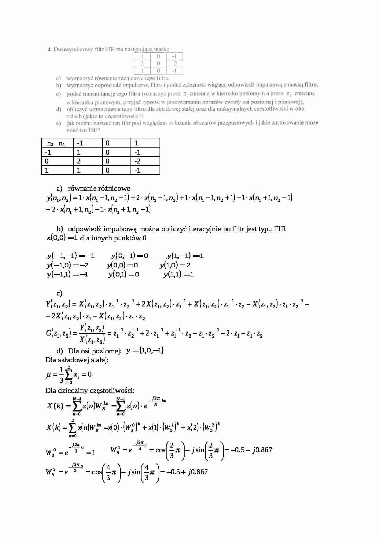 Podstawy Teorii Systemów  Egzamin rozwiązanie 1 - strona 1