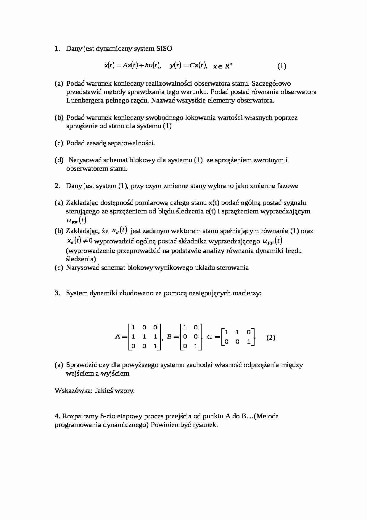 Egzamin-teoria sterowania - strona 1