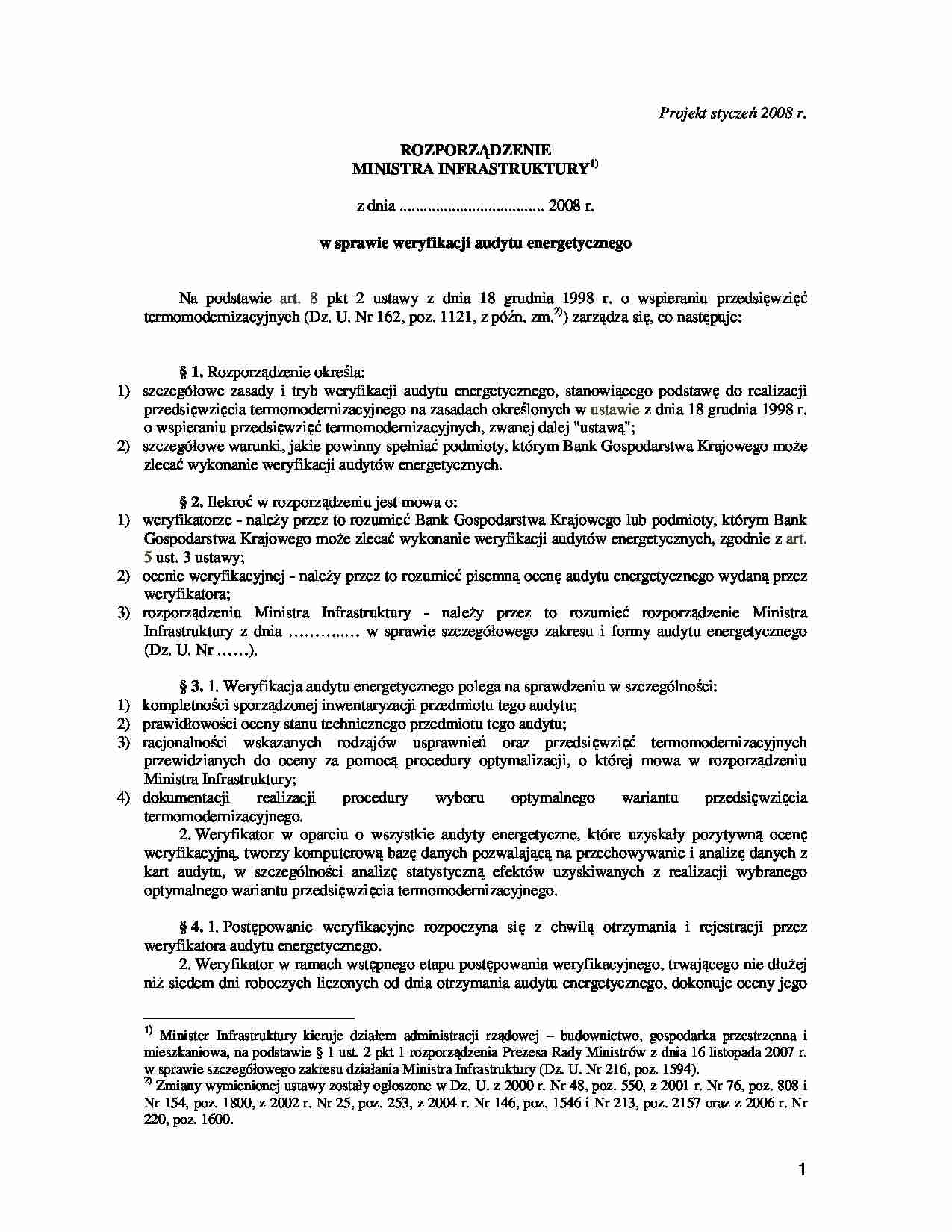 Weryfikacja audytu energetycznego - rozporządzenie Ministra - strona 1