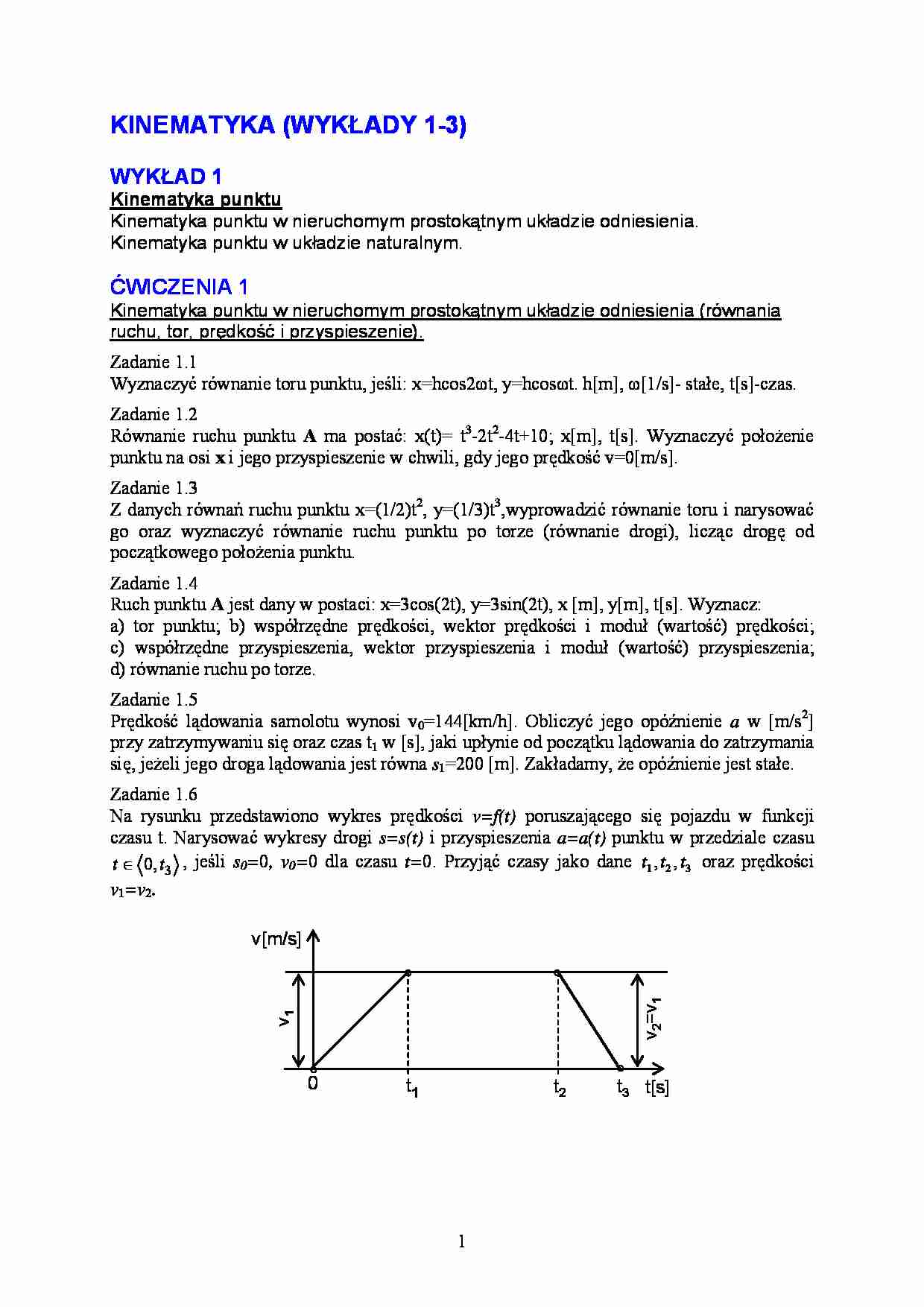 Kinematyka - Równanie toru punktu - strona 1
